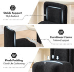 Hyfirm Black Upholstered Dining Chairs Set of 2, Mid-Century Scandinavian Parsons Armless Chairs in Boucle Fabric with Plush Seat Cushion for Diningroom Bedroom Livingroom Reading Room