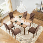 Tufted Upholstered Parsons Dining Chair Set Fabric Diner Accent Stylish Modern Kitchen Living Room with Button Sturdy Solid Wood Legs, 2-Pack