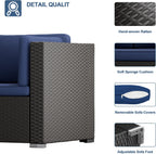 Incbruce 5 Pcs Patio Furniture Set with Ottoman, All-Weather PE Rattan Outdoor Sectional Sofas, Patio Sectional Furniture Set with Cushion & Glass Table (Blue)