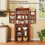 72" Tall Kitchen Pantry Cabinet with 6 Door Shelves, Modern Fluted Wood Storage Cupboard, Walnut Finish Organizer for Kitchen and Dining Fluted Cabinet Room, 30" W x Fluted Pantry c