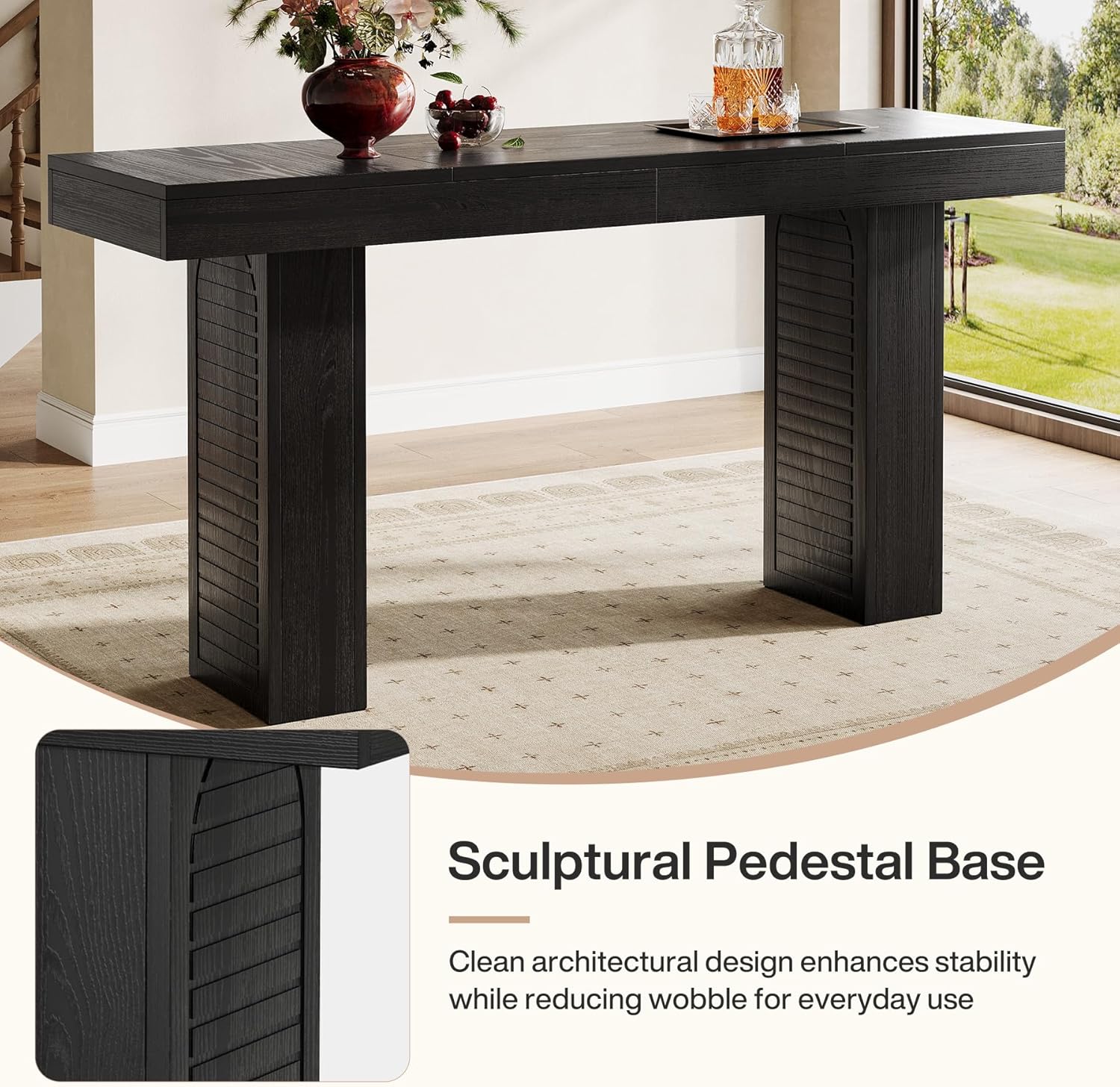 Tribesigns 70.9" Extra Long Bar Table, Rectangular Counter Height Pub Table, Modern Farmhouse Bar Height Table Home Bar Units for Kitchen Island, Bistro, Black