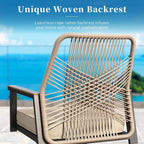 SUNSHINE VALLEY Patio Dining Chairs Set of 8, Heavy-Duty Woven Rope Outdoor Chairs with Waterproof Cushion and Wrought Iron Frame, All-Weather Outside Seating for Kitchen Garden Deck Backyard