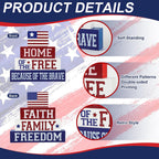 4th of July Decorations Table Sign Wood Patriotic Decorations Double-Sided Printed 4 Pcs, Independence Day Table Decorations Memorial Day Americana Tiered Tray Decor Rustic Farmhouse Block Sign Veterans Day for Party Home Desk