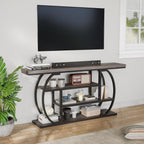 63” Industrial Console Table with 4-Tier Display Shelves, Narrow Long Sofa Table Behind Couch, Entryway/Hallway/Foyer Accent Table with Metal Frame for Living Room (Gray) (Grey)
