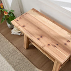 30" Entryway Bench with Storage Farmhouse Narrow Dining Bench Shoe Rack Small Wooden Benches Holds up to 300lbs for Hallway Living Room Dining Room Bedroom，2 Tiers, Natural