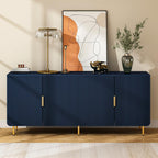 65" Fluted Sideboard Buffet Cabinet with Storage, Console Cabinet with 4 Doors & Adjustable Shelves, Modern Buffet Table for Kitchen Dining Living Room Hallway‌ Entryway, Blue