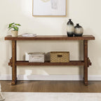 Skinny Entryway Table 59" Long Narrow Console Table for Hallway Farmhouse Behind Sofa Table for Living Room/Foyer/Reception/Bedroom, Walnut