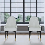 AF ARTISAN FURNITURE Black White Dining Chairs Set of 2 with High Backs Mid Century Modern Kitchen Dining Room Chairs PU Faux Leather Upholstered Large Padded Accent Chair with Legs