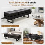 Giantex Waiting Room Bench, Faux Leather Office Guest Chair with 3 Seats, 660 Lbs Capacity, Metal Frame, Reception Chair, Upholstered Bench for Lobby, Conference Room, Entryway, Dining Room (Black)