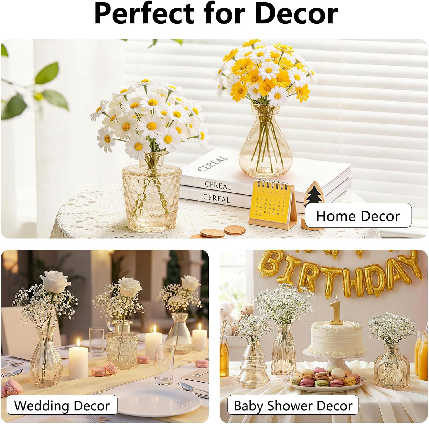 RUCKAE Glass Bud Vases Mini Flower Vase Small Vintage Vases for Centerpiece Table Wedding Decorations Home Decor Party(Gold 22 Pack)