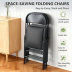 Folding Chair 4 Pack, Comfy PU Leather Padded Folding Chairs for Outside and Indoor, Heavy Duty Portable Foldable Metal Commercial Seat for Home Office, Dorm, Party, Backyard, Lawn, Patio