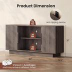 ModernMate 63'' Sideboard Buffet Cabinet with 4 Sliding Doors, Wood Credenza Storage Cabinet with Pedestal Base, Large Side Board with Adjustable Shelf for Living Room, Kitchen, Hallway, Dark Walnut