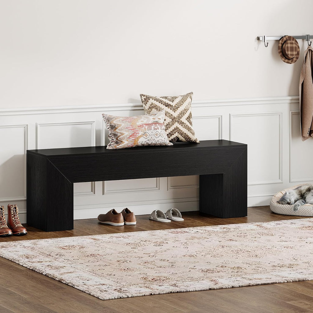 Tribesigns Dining Bench, Farmhouse Wooden Entryway Bench, Entry 47" Long Bench for Living Dining Room, Hallway and Bedroom, Easy Assembly, Black