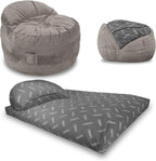 CordaRoy's Chenille Nest Gaming Bean Bag Chair with Controller Pockets and Handle, Convertible Foam-Filled Chair/Queen-Size Lounger, Charcoal