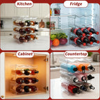 EZ COZY Wine Rack, 4 Tier Water Bottle Organizer for Cabinet (12 Bottles) | Clear Freestanding Wine Bottle Holder for Cabinet, Fridge, Pantry, Wine Rack for Inside Cabinet, Refrigerator, Countertop