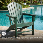 Signature Design by Ashley Karson City Green Adirondack Chair, Durable Weather Resistant HDPE, 36 Lbs Frame, Outdoor Patio Seating