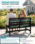 SERWALL Outdoor Bench, All Weather HDPE Outdoor Benches, 2-Person Armless Porch Bench with 600 lbs Weight Capacity, Patio Benches for Outdoors, Porch, Park and Dining, Black