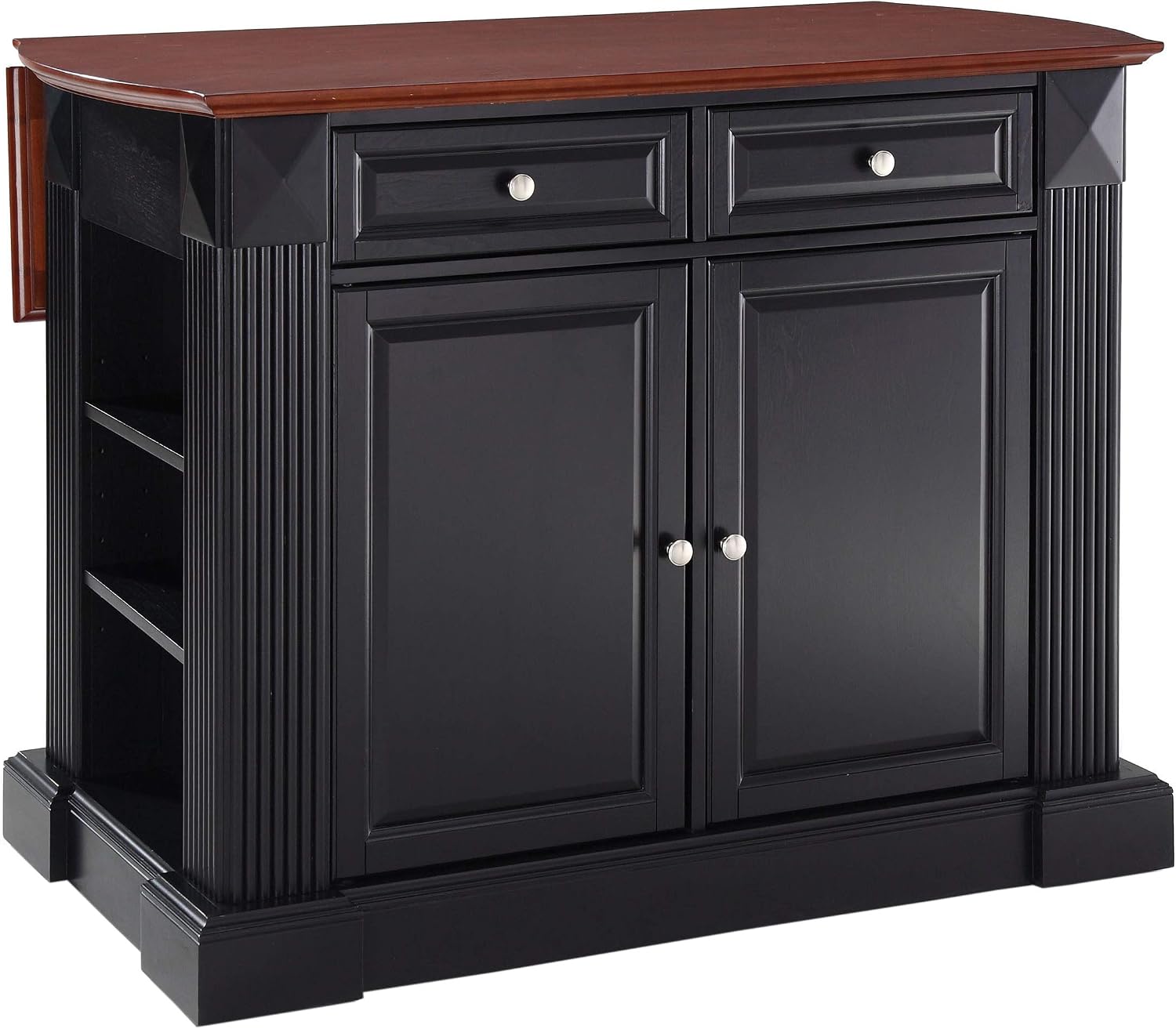 Crosley Furniture Drop Leaf Kitchen Island/Breakfast Bar, Black