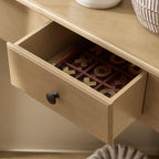 SAFAVIEH Furniture - Gomez 1-Drawer Corner Table - Desert Brown - Solid Wood - Classic Corner Storage Design - Ideal for Entryway, Living Room, Home Office, 33.1" W x 17.3" D x 28" H (AMH5709L)