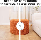 Round Pouf Ottoman 20 x 20 x 14 Inches Boho Poof Home Decor Floor Pouffe Ottoman Foot Rest for Couch Sofa Bean Bag Chairs Living Room Bedroom (Burnt Orange)