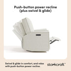 Storkcraft Texas Nursery Power Recliner Swivel Glider – Oeko-TEX 100 Certified, Nursery Rocking Chair with Push-Button Electronic Recline Function, USB-A and USB-C Charging Ports (Ivory Boucle)
