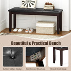 Giantex Dining Room Bench, Traditional Upholstered Table Benches, Hallway PU Leather Bench Entryway Bench, Bedroom Bench for End of Bed, Ottoman Bench (Brown)