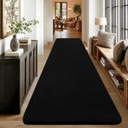 qulint Hallway Runner Rug 2x8, Black Kitchen Runner Rugs Non Skid Washable Thickened Memory-Foam Indoor Bedroom Rug, Modern Minimalist Solid Soft Carpet for Living Room Entryway Home Decor