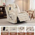 360° Swivel Rocker Recliner Chair for Adults, Rocking Chair Nursery with Massage and Heat, Chenille Fabric Recliner with Cup Holders & Side Pocket for Living Room