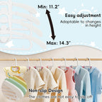 30 Pack Baby Hangers Adjustable for Infant to Children Kids Clothes Hangers - Thick Plastic Non-Slip Stackable Space Saving Nursery Toddler Pants Bar Closet Organizer White