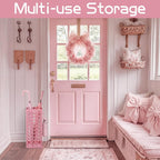 Hicarer Pink Bow Umbrella Holder for Entryway Umbrella Stand with Removable Drip Tray & 4 Hooks Cute Coquette Square Freestanding Walking Sticks Storage Bin for Home Hallway, 16 x 6.3 x 6.3 Inch
