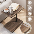 Large C-Shaped End Table, Swivel TV Tray, Couch Side Table Wood | Adjustable Height 360° Swivel, Slide Under Sofa, Multi-Use Couch/Bed/Overbed Table, Small TV Dinner Tray For Couch Dining