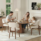 MALOL Wooden Dining Chairs Set of 6, Modern Upholstered Dining Room Chair, Fabric Kitchen Side Chairs with Curved Open Back for Living Room/Restaurant/Cafe, Beige