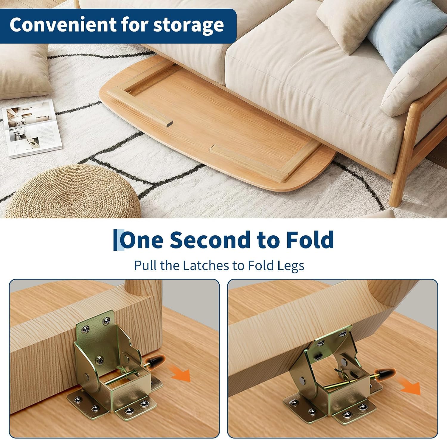 Takywep Wooden Folding Coffee Table for Small Spaces, Foldable Laptop Desk for Floor Sitting, Low Study Table for Bedroom Office Apartment Dorm, Space-Saving Collapsible Furniture