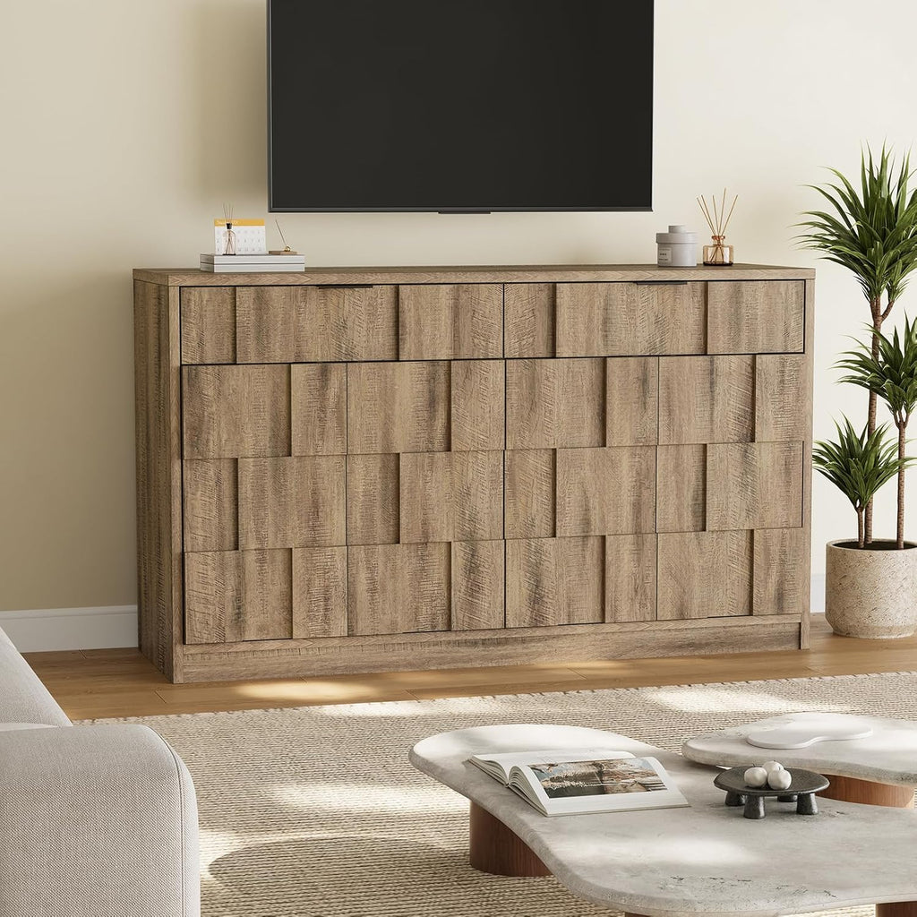 ONBRILL 61" Sideboard Buffet Cabinet with Storage, Large Coffee Bar Cainet with Doors and Drawers, Wood Credenza Console Cabinet Buffet Table for Kitchen Living Room Entryway (Washed Grey)