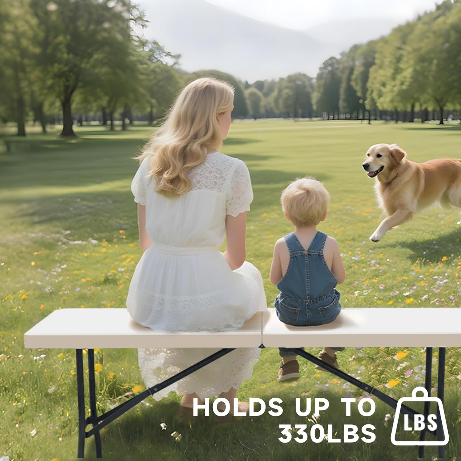 Folding Table 6 Foot - Heavy Duty 330LBS Capacity, Sturdy & Foldable Design with Safety Lock - Portable Tables Folding for Camping, Party, Indoor & Outdoor Use, 1 Pack