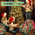 6 Pcs Christmas Wreath Storage Bag, 24" Dia Round Wreath Storage Container with Clear Window, Tear Resistant Wreath Boxes for Christmas Holiday Seasonal Storage (Red×3 ＆ Green×3)