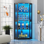 Gyfimoie Corner Display Cabinet with Multi-Color LED Lights, Modern Curio Cabinet with Glass Doors, 4 Tier Glass Display Case for Toys, Books & Other Collectibles