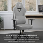 ThunderX3 EAZE Gaming Chair, for Adults Ergonomic Office Chair, High Back Desk Chair, Synchronous Tilt, Memory Foam Lumbar Support, Neck Pillow, Adjustable Soft Armrest, Fabric, Loft Light Grey