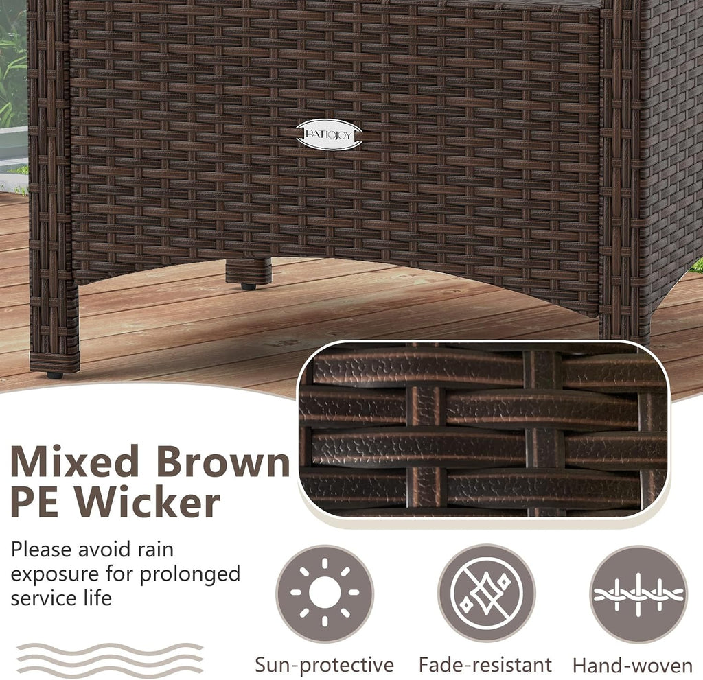 Tangkula 2 Pieces Outdoor Patio PE Wicker Ottomans with Removable Cushions, Outdoor Furniture for Additional Seating, Footrest and Side Table, Outdoor Footstools for Porch, Garden and Backyard