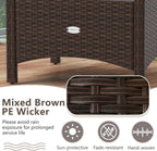 Tangkula 2 Pieces Outdoor Patio PE Wicker Ottomans with Removable Cushions, Outdoor Furniture for Additional Seating, Footrest and Side Table, Outdoor Footstools for Porch, Garden and Backyard