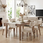 HNY Mid Century Modern Dining Chairs Set of 4, Upholstered Linen Kitchen & Dining Room Chairs with Ergonomic Curved Backrest, Solid Wood Legs, Farmhouse Accent Chair for Home, Apartment, Beige