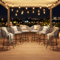 YITAHOME 27" Bar Stools Set of 6 with Arms & Cushions, 360° Swivel Outdoor Bar Stools, All Weather Counter Height Bar Stools Set of 6 with Curved Back for Backyard, Kitchen Island, Dining Room, Gray