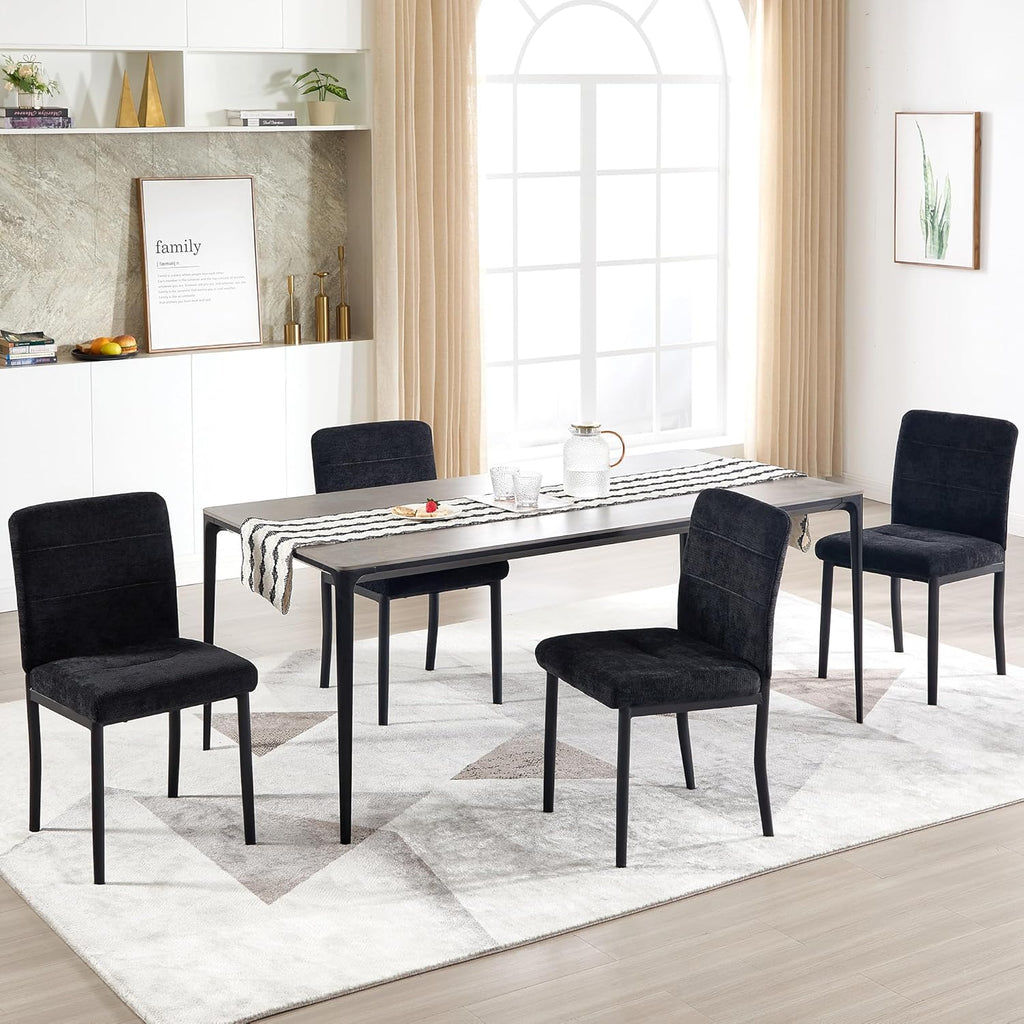 Dining Chairs Set of 4, Modern Upholstered Fabric Parsons Dining Room Chairs, Armless Kitchen Chairs with Metal Legs and Padded Seat for Living Room, Bedroom, Kitchen