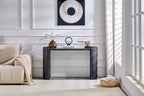 Black Curved Foyer Table Black Wood Grain Entrance Small Space Living Room Sofa Side Table