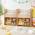 VECELO Wooden Kids Bookshelf, Toddler Bookcase Toy Storage Organizer with Open Shelves, Multi-Purpose Children Book Shelf for Books Toys, Toy Storage Cabinet for Nursery, Playroom, Bedroom, Natural