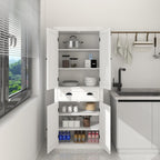 71" Pantry Cabinet, Freestanding Tall Cupboard Storage Cabinet with a Drawer,Tall Kitchen Pantry with 4 Doors and 2 Adjustable Shelves, for Living Room, Dining Room