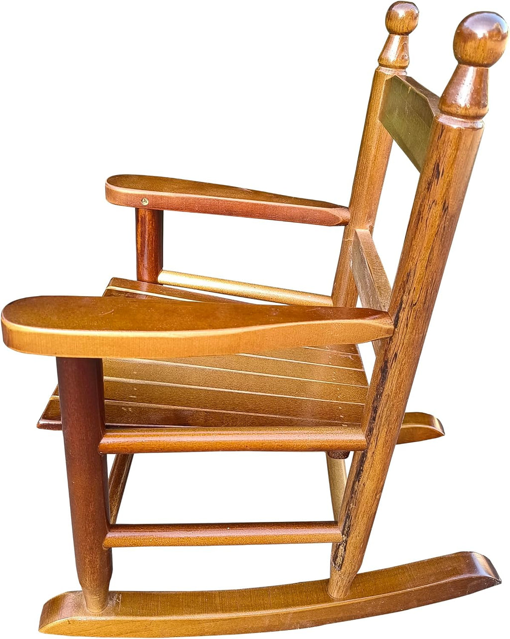 Kids Rocking Chair: Solid Wood Traditional Style with Arms & Slatted Seat - Indoor Outdoor Use for Childrens Room Balcony Porch Relaxation Reading