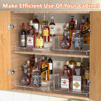 JUESHA 3 Tiers Bar Shelves for Liquor Bottles (Patent: D1076520S) | 15" Bar Organizer for Countertop, Clear Acrylic Risers Display Racks Stands for Figures Pops Cupcake Perfume Collections