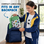 Fit & Fresh Customizable Charm Lunch Bag for Boys & Girls, Soccer Kids Lunch Box with 6 Sports Charms, Premium Insulated Reusable Lunch Tote for School