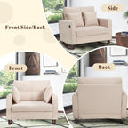 HOMREST Upholstered Oversize Rocking Chair, Nursery Rocking Chair with High Back and Side Pocket USB Port, Double Wide Rocker Armchair with Rubber Wood Legs for Living Room, Bedroom, Nursery, Beige